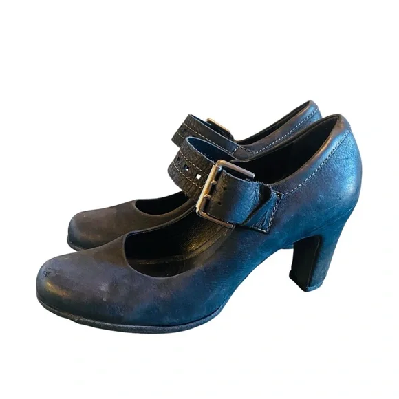 Ecco Black Leather Mary Jane Pumps 37 - Picture 2 of 7